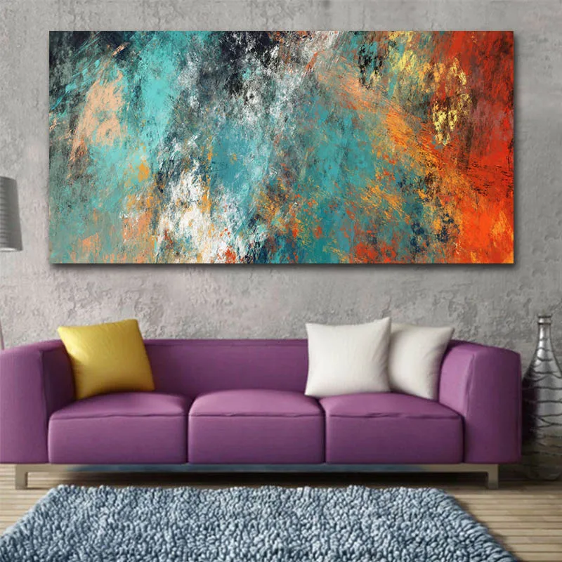 Colorful Abstract Clouds Print on Canvas Painting