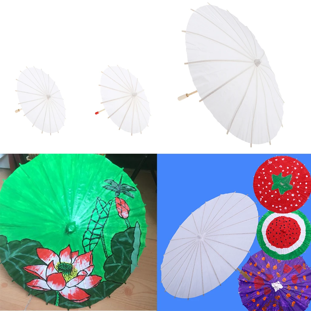 Chines Traditional Paper Umbrella Party Supplies, Mini Paper Parasol Umbrellas Blank Paper Umbrellas DIY Craft Graffiti Kids Toy