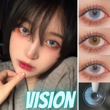 

2pcs/pair Colored Contact Lenses Eye Contact Color Cosmetic Multicolor Fashion Blue Natural Color Lens Shiny Yearly Bio-essence