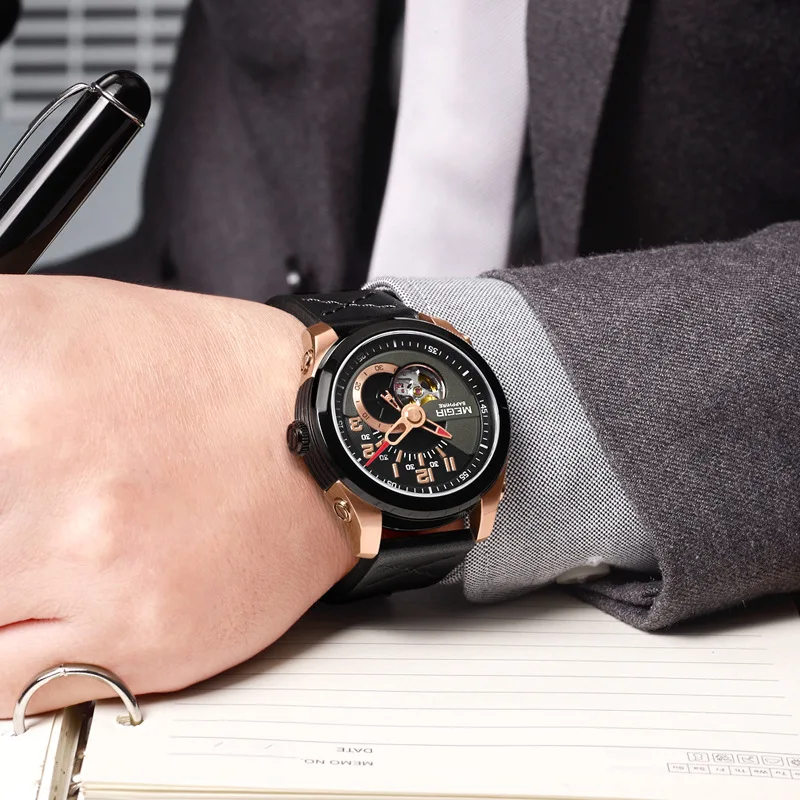 

[Natural Detox Gainer Fully Automatic Import Mechanical Movement Leather Watch Strap Clean Steel Sports MEN'S Watch] Model: 6205