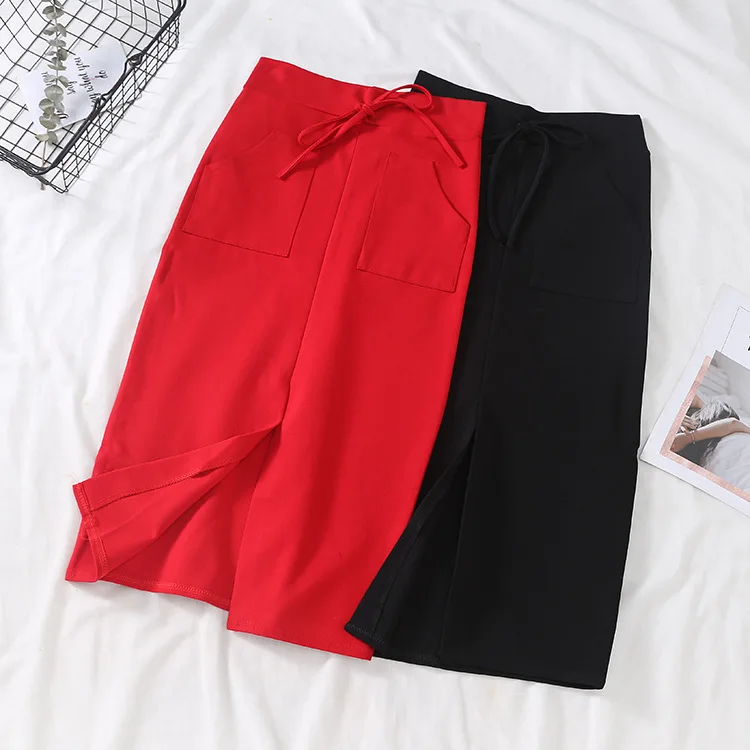 

Stock WOMEN'S Dress Processing 2019 Spring Korean-style College Style Elegant Versatile Solid Color Skirt Women's 6.15