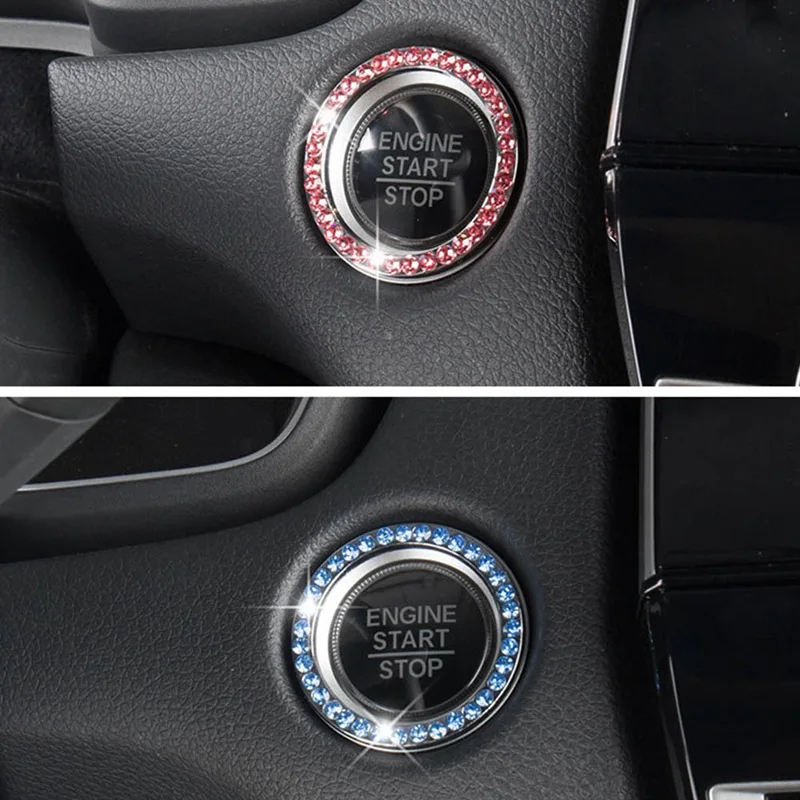 Автомобильные принадлежности ключ для запуска кнопки декоративное кольцо ручной работы с инкрустацией стразами Кристалл цепь зажигания наклейки автомобильные аксессуары
