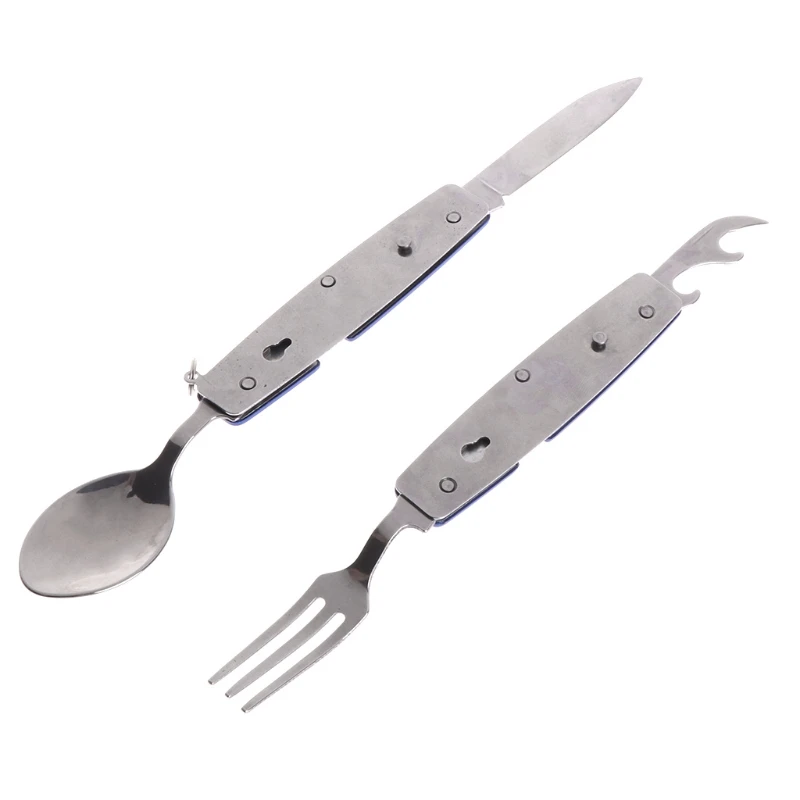 

Outdoor Camping Stainless Steel Folding Tableware Picnic Travel Knife Fork Spoon