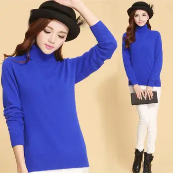 

Fashion Warm Sweater women sweaters and pullovers in Women's Pullovers Knit Jumper Autumn Basic High Neck Long Sleeve Slim Top