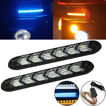 

2PCS Daytime Running Light DRL LED Universal Waterproof Headlight Strip Sequential Flow Yellow Turn Signal White DRL Light