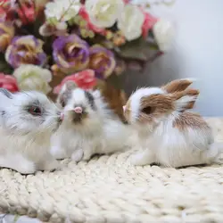 Mini conejo de peluche blanco realista, 15CM, conejo de pascua, modelo de simulación, regalo de cumpleaños, juguete
