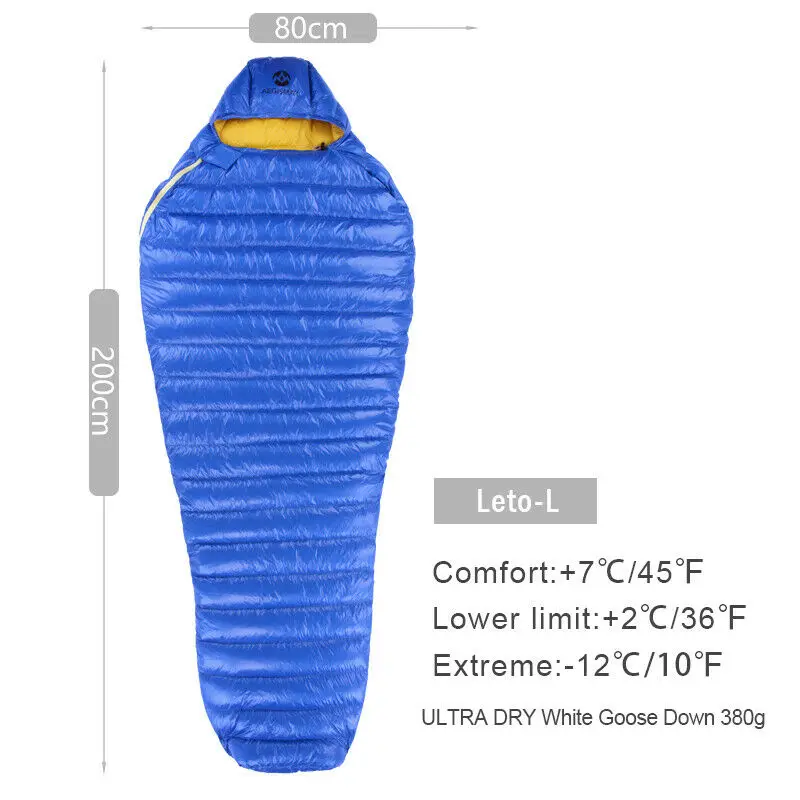 AEGISMAX LETO Camping Ultra-Light Goose Down Mummy Sleeping Bag Easy Carry Year-Round Backpacking