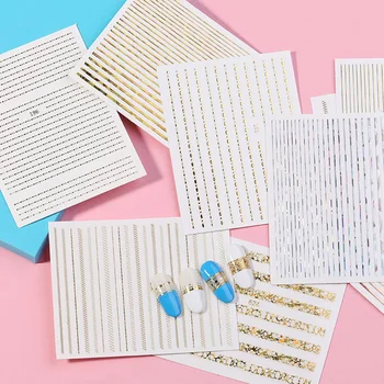 

1Pcs Gold Silver 3D Nail Sticker Curve Stripe Lines Nails Stickers Adhesive Striping Tape Nail Art Stickers Decals Decoration