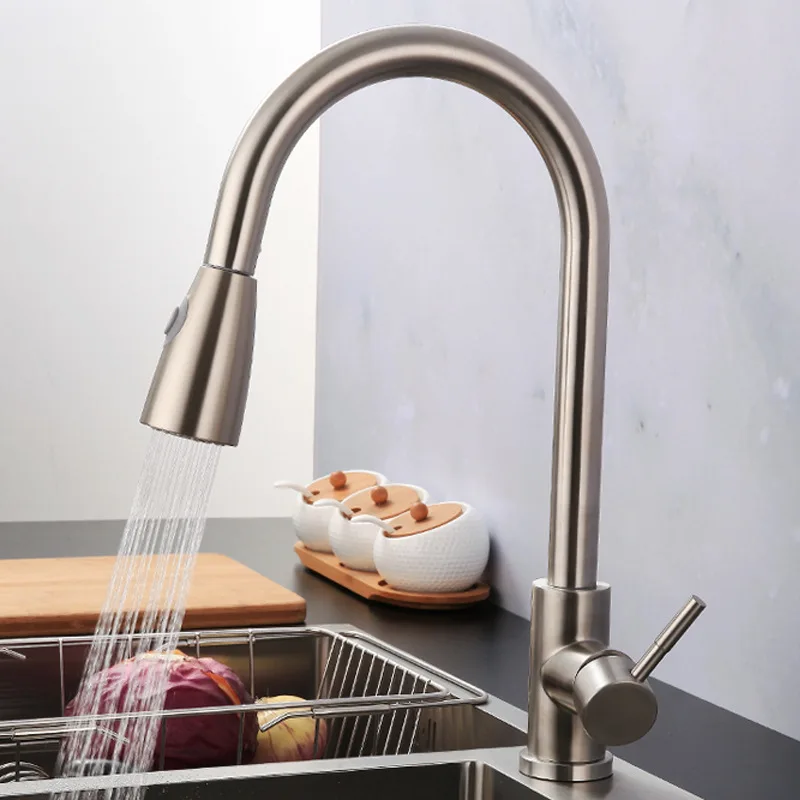1270-A-brushed-1 Сенсорный кухонный кран Senducs Выдвижная кухонная раковина из нержавеющей стали кран Интеллектуальный матовый датчик кран и смеситель для кухонной раковины - Цвет: 1270-A-brushed-1