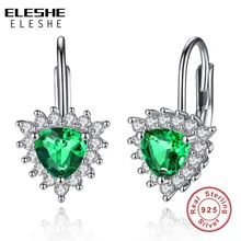 ELESHE подарок на день Святого Валентина подлинные 925 пробы серебряные серьги зеленые ослепительные CZ снежинки серьги гвоздики для женщин ювелирные изделия