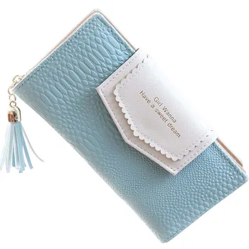 

Zipper Coin Purses Female Long Zipper Wallet Women Credit Card Holders Solid Pu Leather Fashion Lady Wallets Clutch Tassel