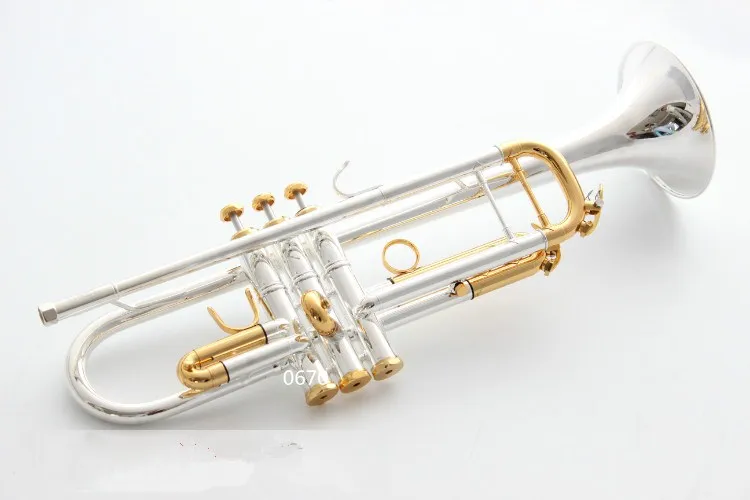 Stradivar качество LT180S-72 Bb труба B плоская Латунь Посеребренная профессиональная труба Музыкальные инструменты с кожаный чехол