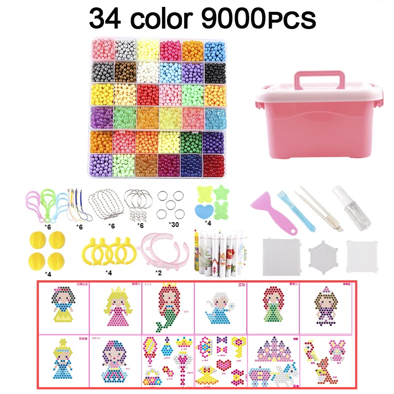 DIY Fuse Beads Magic Water Creative beads set Tweezer Pegboard Kit Accessories Girls Gift kids toys for Children Manualidades 14