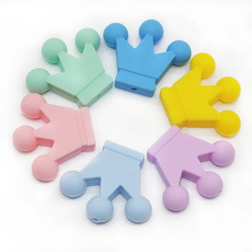 Teething Toys Baby Teething Toys Silicone Teething Toys Silicone Teething Beads Silicone Teether 10pcs Food Grade Silicone Small Crown Beads Baby Teething Teether Toy DIY baby Pacifier chain Accessories Baby goods
