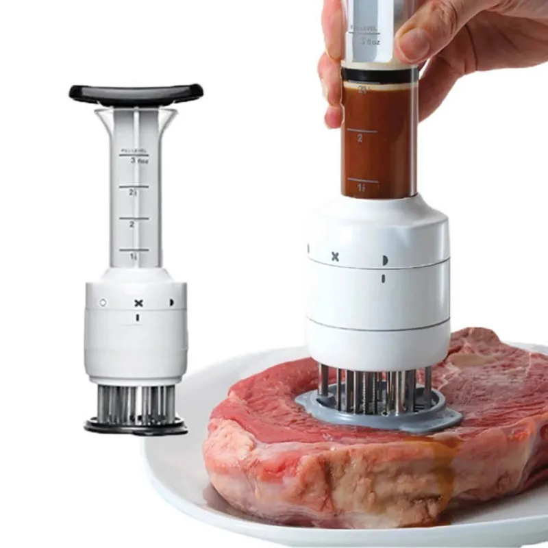 Многофункциональный, безопасный практичный мясной тендеризатор иглы стейк мясо нежный шприц кухонные аксессуары - Цвет: white