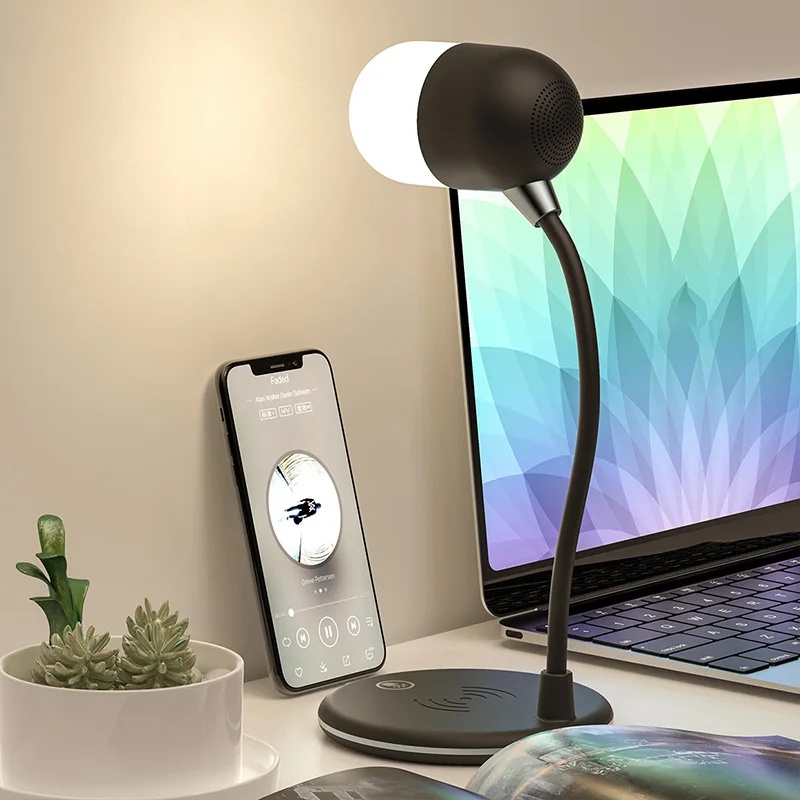 

LED Table Lamp Three-speed Color Temperature Wireless Bluetooth Speaker Used as Wireless Charging and Sleep Table Lamp H
