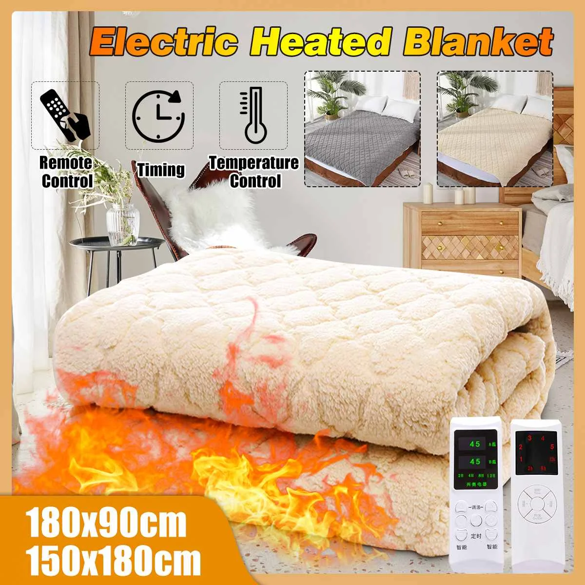 

Lamb Plush Electric Blanket Bed Thermostat Mattress Soft Electric Heating Blanket Warmer Carpet Temperature Control