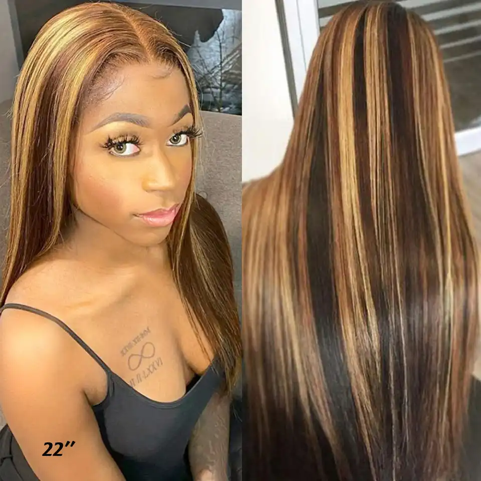 Honey Blonde Brown Ombre Lace Front Human Hair Wigs For Women Brazilian Remy Highlight Color 4 27 13x6 Lace Front Wig 180 Human Hair Lace Wigs Aliexpress