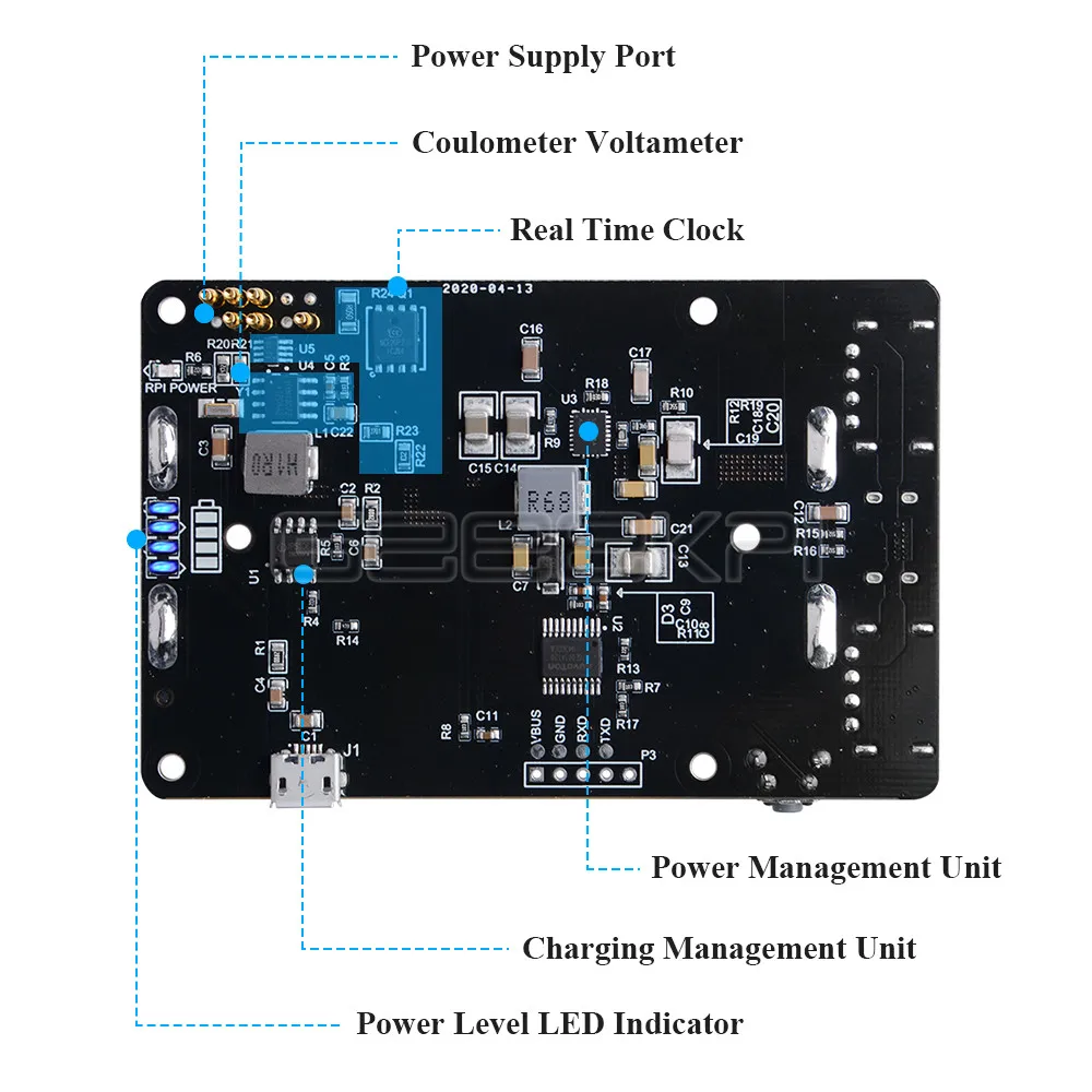 GeeekPi 18650 Новый UPS с RTC & Coulometer Pro удлиненное устройство питания двумя USB портами для