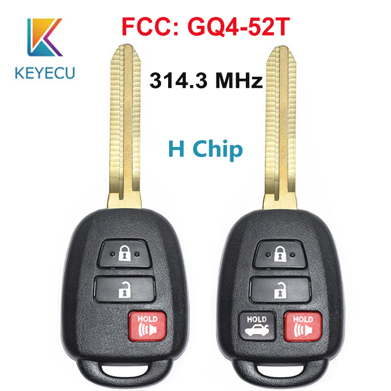 KEYECU FCC: 314 3 МГц H сменный чип 3/4 кнопки дистанционного ключа Fob TOY43 для Toyota Rav4 high Lander