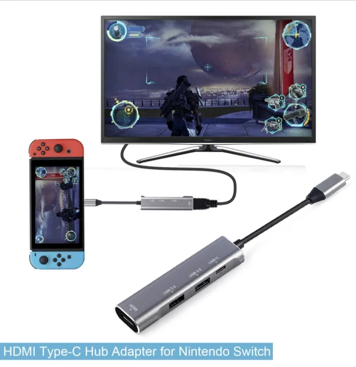 Тип-c к USB3.0 концентратор+ HDMI 4 К конвертер 3 порта расширитель несколько USB 3 Hab с адаптером питания USB3.1 концентратор для ПК мобильного телефона