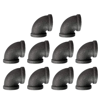 

10 Pcs Household DN20 Thread Malleable Steel Pipe Joint Elbow, Used for DIY Pipe Decoration Furniture (3/4 Inch)