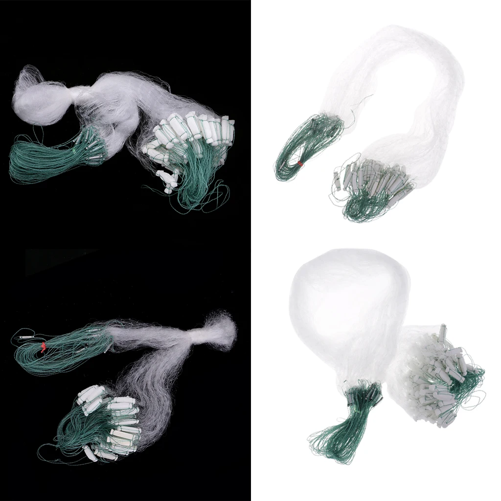2pcs Durable Nylon Sinking Fishing Gill Nets Fish Baits Mesh Trap Casting Net with Lead Sinker for Fishermen 8m 20m