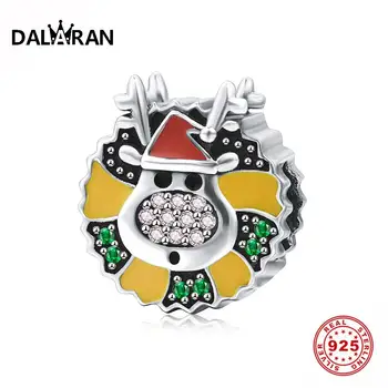 

DALARAN 925 Sterling Silver Colorful Elk CZ Stopper Spacer Bead Charms Fit Bracelet S925 Silver DIY Jewelry Women Christmas Gift