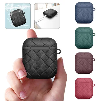 

For Airpods 1 2 Case Silicone Luxury Weaving BV Grid Breathable Wireless Earphone Pouch Cases For Air Pods 2 1 Shockproof Bags