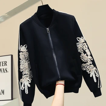 

2019 New Long-sleeved Korean Baseball Jacket Womens Loose Bf Punk Style Space Cotton pilot Jackets Girls Coats Casual Outwear