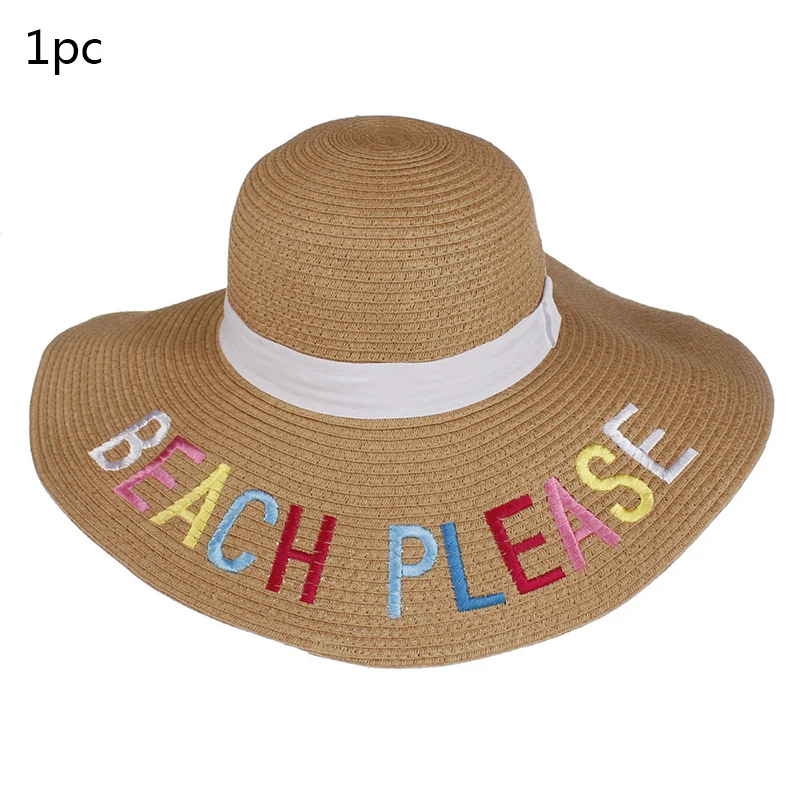 1 шт., летняя пляжная Соломенная шляпка, пляжные широкие шляпы для девичника вечерние Гавайская тропическая вечерние свадебные украшения - Цвет: 1pc hat