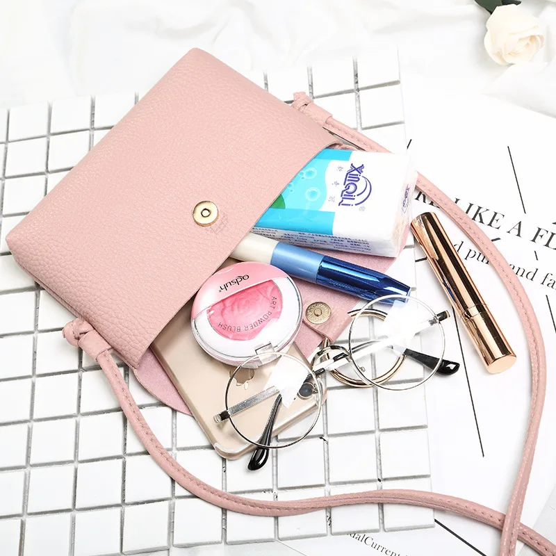 Drop Shipping Colorful Cellphone Bag Daily Use Card Holder Small Shoulder Bag for Women Fashion Pu Leather Young Girl Handbag