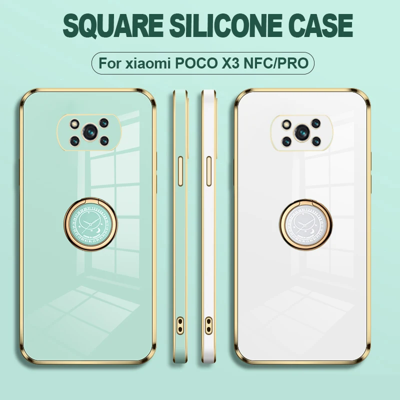 Mobiox Case for Xiomi Redmi Note 10 11 Poco X3 NFC F3 GT M3 X3 Pro 5G 11t 10t pro 10 lite Plating Silicone Ring Stand Cover Case