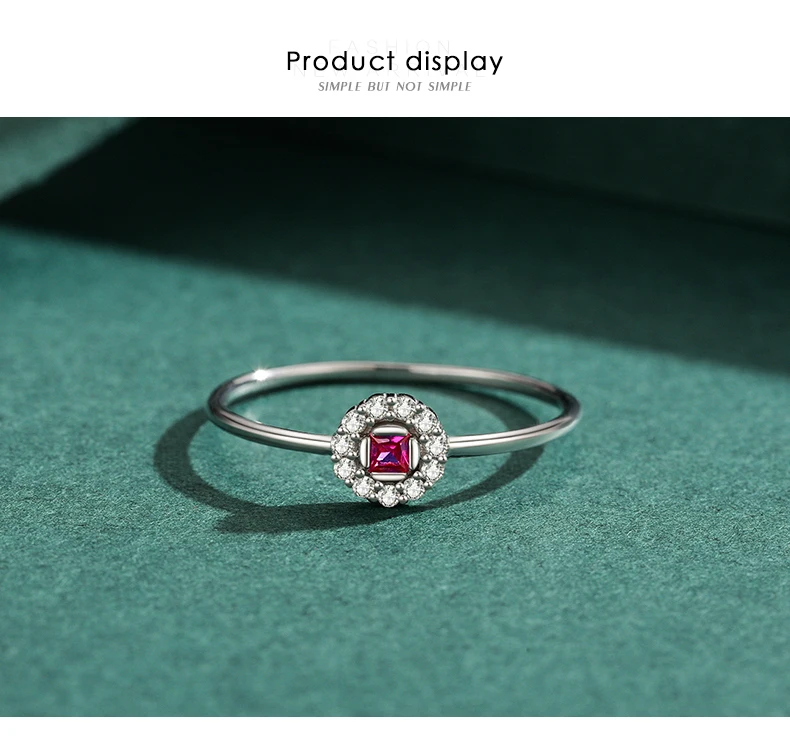 MODIAN Authentic 925 Sterling Silver Delicate Red Crystal Small Finger Rings For Women Wedding Band Fashion Statement Jewelry