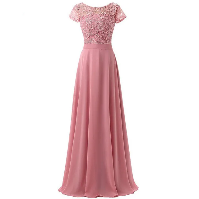 Элегантный индивидуальный заказ Совок, а-линейное шифоновое платье для матери свадебное платье с кружевами для Свадебная вечеринка - Цвет: Розовый
