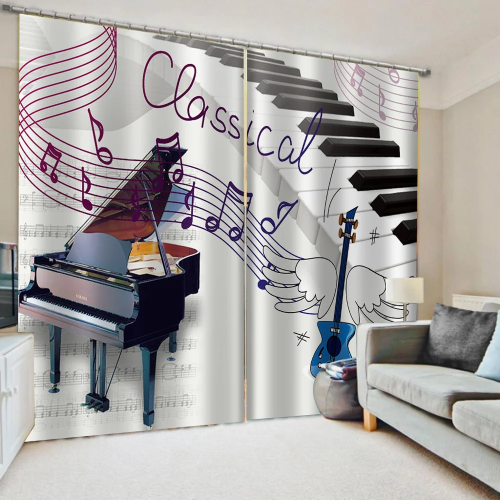 3D Curtain Blackout Modern Curtains For Living Room Bedroom Window Treatment music theme Cortinas Drapes | Дом и сад