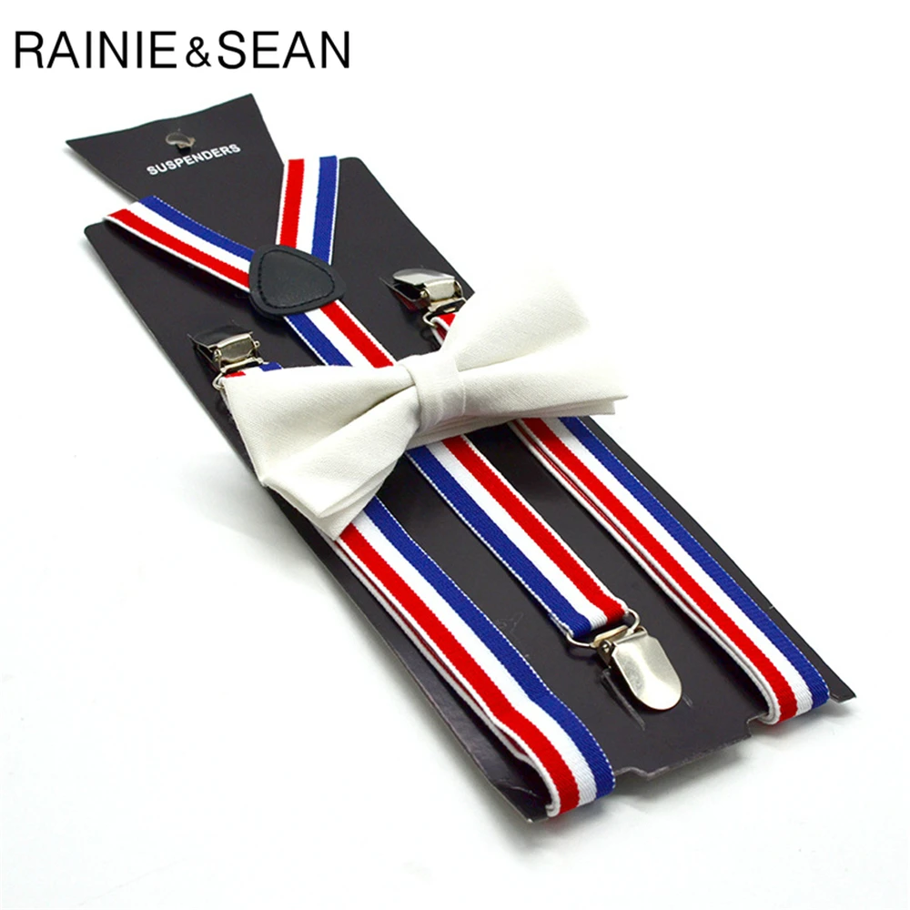 Renie SEAN полосатый Женский подтяжки галстук бабочка набор женский подтяжки для рубашки красный синий белый полосатый британский стиль подтяжки 100 см