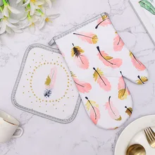 Прихватки для духовки домашние держатели для выпечки Нескользящие кухонные изолированные анти ожоги перо кактус барбекю Защитные Моющиеся термостойкие