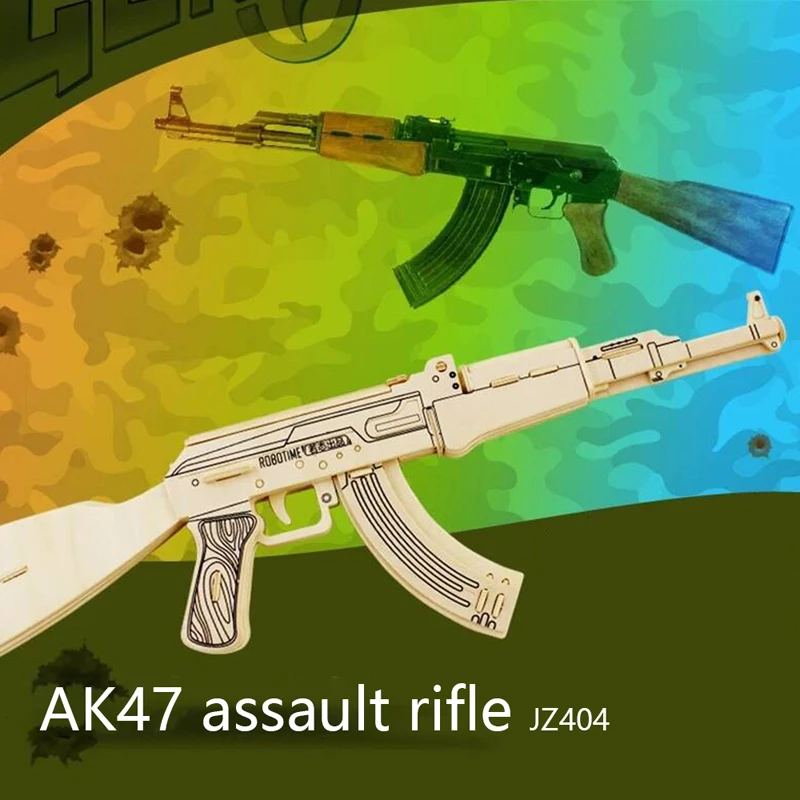 

3D Wooden Puzzles M4 Gun Model Kits DIY Building Block Jigsaw Toy For Kid Christmas Birthday Gifts