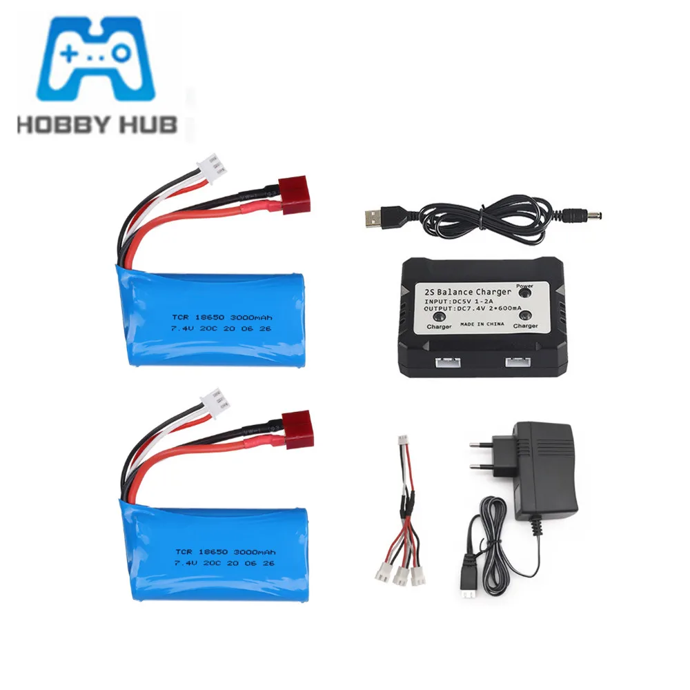 7.4V 3000mAh 2S Lipo Battery For Wltoys 144001 A959-B A969-B A979-B K929-B 12428 12423 10428 Q39 battery for RC cars toys parts | Игрушки и