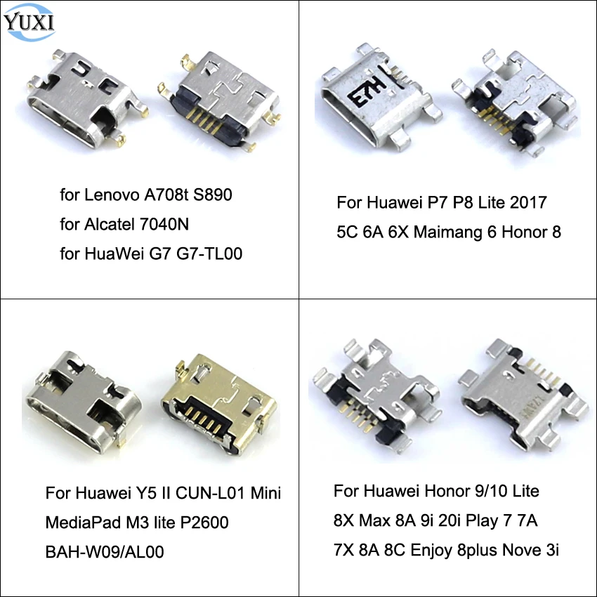 Разъем зарядный YuXi с Micro mini USB для Huawei G7 Y5 P7 P8 Honor 9 10 Lite Play 5C 6A 6X 7 7A 7X 8A 8C шт. | Мобильные
