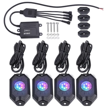 

4X RGB LED Rock Lights Kit with Bluetooth Connection APP Control Timing Function Music Mode for JEEP Truck ATV SUV