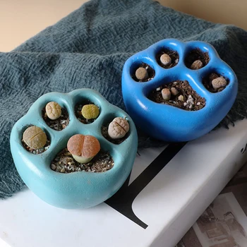 

Lovely Cat Claw Cement Flower Pot Mini Plant Container Desktop Home Decoration Ornament Indoor Garden Planter Birthday Gift