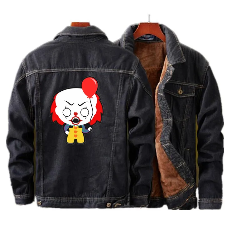 f Movie Stephen King's It зимняя мужская теплая флисовая джинсовая куртка модная джинсовая Повседневная куртка-бомбер в стиле хип-хоп Ретро Уличная одежда - Цвет: f