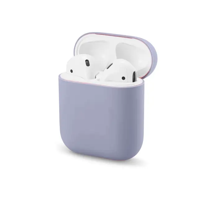 Soft Silicone Cases For Apple Airpods 1/2 Protective Bluetooth Wireless Earphone Cover For Apple Air Pods Charging Box Bags Lavender Grey