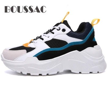 

BOUSSAC Plus Size Breathable Men Women Chunky Sneakers 2019 Fashion Women's Platform Trainers Woman Shoes Male Footwear