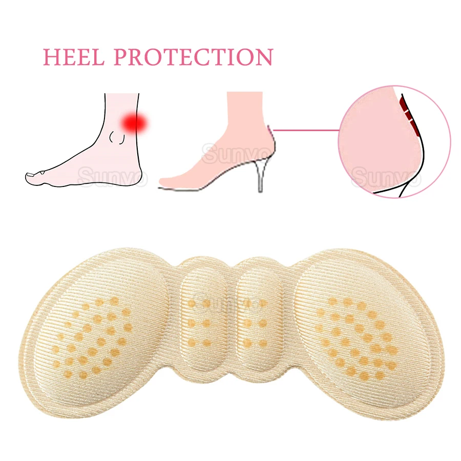 2x Pairs Silicone Heel Feet Protector Pads Sticker Back Heel Insert Insole Liner 