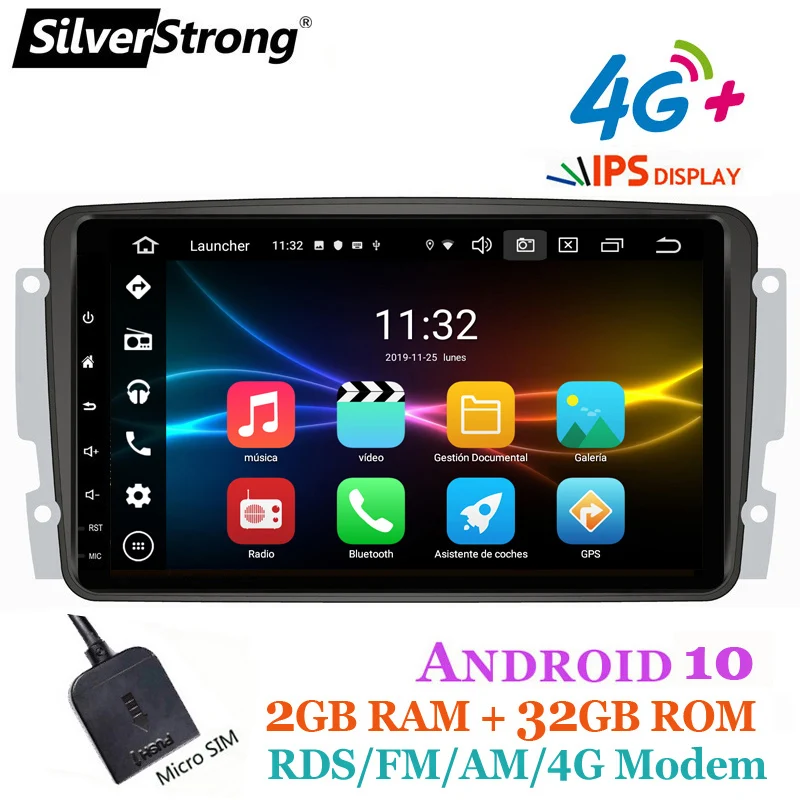 IPS DSP Android10.0 Автомобильный GPS Радио магнитофон стерео для Mercedes Benz CLK W209 W203 W208 W463 Vaneo Viano Vito|Мультимедиаплеер