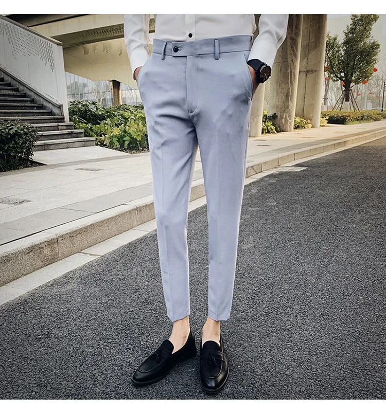 Весна британский стиль сплошной костюм брюки мужские Pantalon Hombre горячая Распродажа уличная Мужская брюки деловой строгий костюм мужские штаны