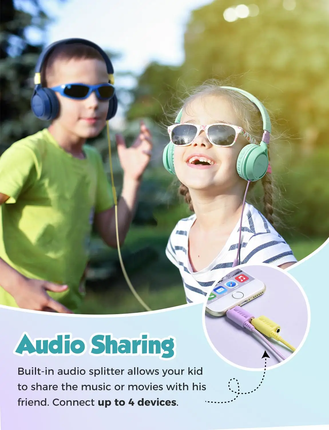 Mpow CHE1 Pro Wired Kids Headphones With Mic 85 94 Volume Limited Soft Earpad Lightweight For Online Study Music PC Pad Phones